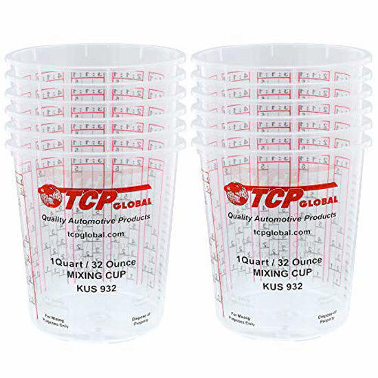 Picture of Custom Shop Pack of 12 Each 32 Ounce Paint Mix Cups with calibrated Mixing ratios on Side of Cup