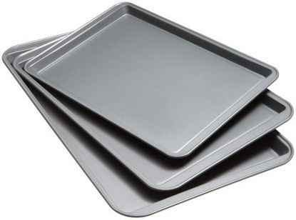 Picture of Goodcook 08929002199 Nonstick Bakeware, Set Of 3 Non-Stick Cookie Sheet, Multicolor