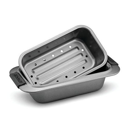 Picture of Anolon Advanced Nonstick Bakeware Meatloaf/Loaf Pan Set with Grips and Insert, 2 Piece, Gray