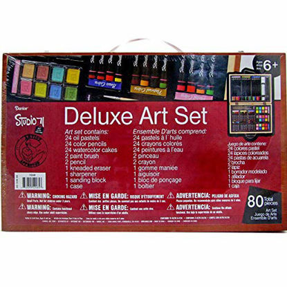 Picture of Darice 80-Piece Deluxe Art Set - Art Supplies for Drawing, Painting and More in a Compact, Portable Case - Makes a Great Gift for Beginner and Serious Artists