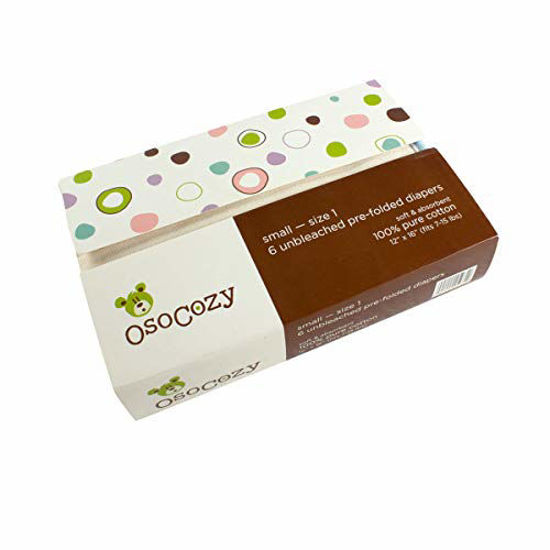 6 Pack Osocozy Two Sized Unbleached Fitted Diaper Size 1 
