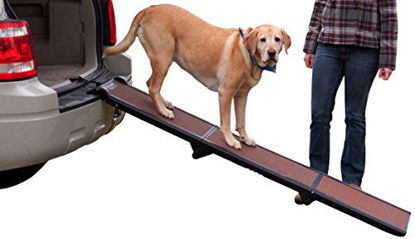 Picture of Pet Gear Tri-Fold Ramp, Supports up to 200lbs, 71 in. Long, Patented Compact Easy-Fold Design, Two Models to Choose from, Safety Tether Included