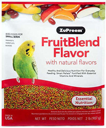 Picture of ZuPreem FruitBlend Flavor Pellets Bird Food for Small Birds - Powerful Pellets Made in USA, Naturally Flavored for Parakeets, Budgies, Parrotlets (2 lb Bag (2-Pack))
