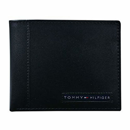 Picture of Tommy Hilfiger Men's Leather Wallet - Slim Bifold with 6 Credit Card Pockets and Removable ID Window, Black Cambridge, One Size