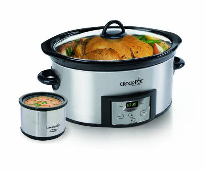 Picture of Crock-Pot 6-Quart Countdown Programmable Oval Slow Cooker with Dipper, Stainless Steel, SCCPVC605-S