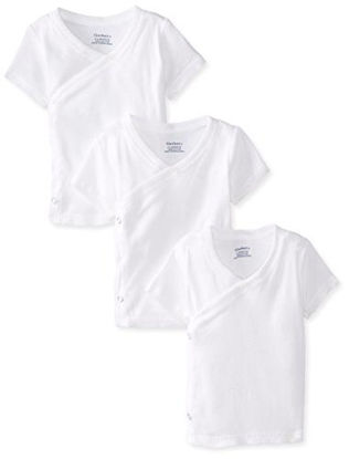 Picture of Gerber Unisex-Baby Newborn 3 Pack Short Sleeve Side Snap Shirt, White, 0-3 Months