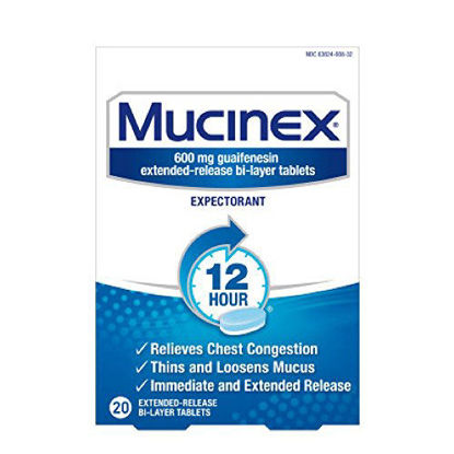 Picture of Mucinex 12-Hour Chest Congestion Expectorant Tablets, 20 Count (Pack of 2)