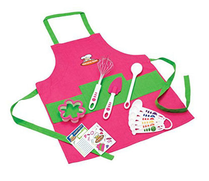 Picture of Curious Chef Children's 11-Piece Pink & Green Chef's Kit