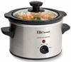 Picture of Elite Gourmet Lid & Ceramic Pot Slow Cooker with Adjustable Temp, Entrees, Sauces, Stews & Dips, Dishwasher Safe Glass Lid & Crock, 1.5 Quart, Stainless Steel