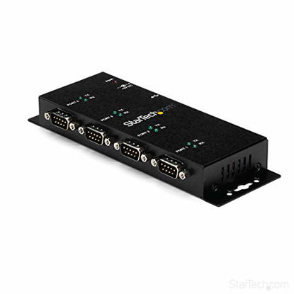 Picture of StarTech.com 4 Port USB to Serial RS232 Adapter - Wall Mount - Din Rail - COM Port Retention - FTDI USB to DB9 RS232 Hub (ICUSB2324I),Black