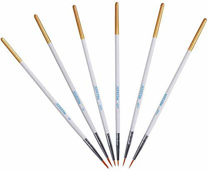 Picture of MEEDEN 6PCS Micro Paint Brushes Set, Fine Round Pointed Nylon Brush for Acrylic Watercolor and Oil Painting Fine Tip for Detailing Art Painting, Face Painting, Miniatures, Model Craft Art Painting