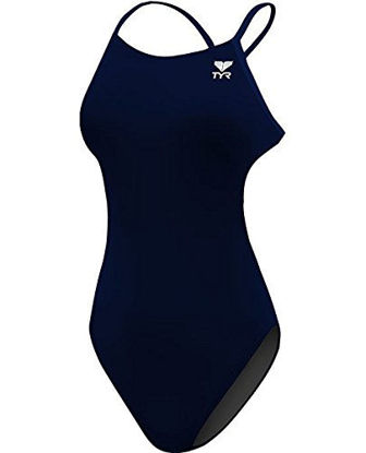 Picture of TYR TFSOD7A40134 Solid Cutoutfit Swimsuit Navy 34