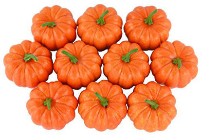Picture of JEDFORE Fake Fruit Home House Kitchen Decoration Artificial Lifelike Simulation Mini Pumpkins Halloween Thanksgiving Day House Decoration - Set of 10 - Orange