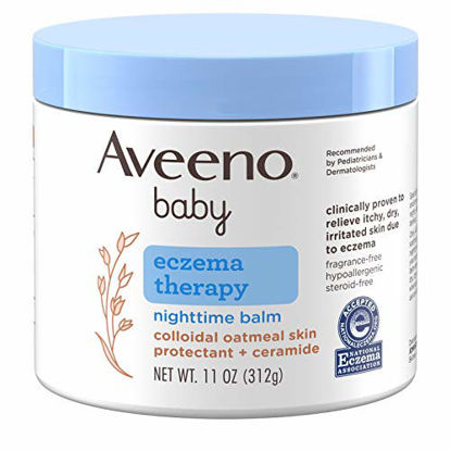Picture of Aveeno Baby Eczema Therapy Nighttime Moisturizing Balm with Colloidal Oatmeal & Ceramide, Soothes & Relieves Dry, Itchy Skin from Eczema, Hypoallergenic, Fragrance- & Steroid-Free, 11 oz
