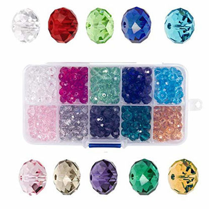 Picture of Bingcute 8mm Wholesale Briolette Crystal Glass Beads for Jewelry Making Faceted #5040 Briollete Rondelle Shape Assorted Colors with Container Box (300PCS)