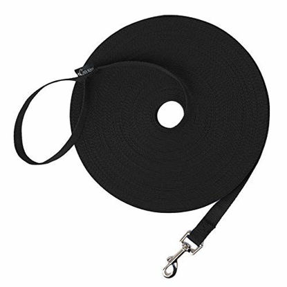Picture of Hi Kiss Dog/Puppy Obedience Recall Training Agility Lead - 15ft 20ft 30ft 50ft 100ft Training Leash - Great for Training, Play, Camping, or Backyard - Black 100ft