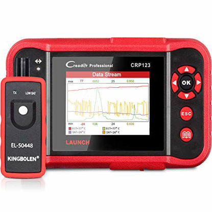Picture of LAUNCH OBD2 Scanner CRP123 Diagnostic Scan Tool - Engine/Transmission/SRS/ABS Scan Tool with EL-50448 TPMS Activation Relearn Tool, Lifetime Free Update OBD2 Code Scanner