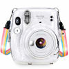 Picture of Wolven Crystal Camera Case w Adjustable Rainbow Shoulder Strap Compatible with Fujifilm Mini 11 Camera, Crystal