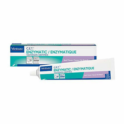 Picture of Virbac CET Enzymatic Toothpaste Eliminates Bad Breath by Removing Plaque and Tartar Buildup, Best Pet Dental Care Toothpaste -Beef Flavor, 2.5 Oz Tube (Color Varies)