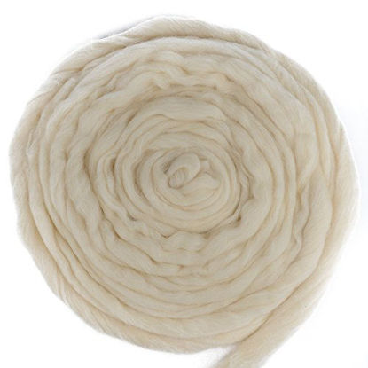 Picture of Zealor 200g Natural White Fibre Wool Yarn Roving for Needle Felting Hand Spinning DIY Project