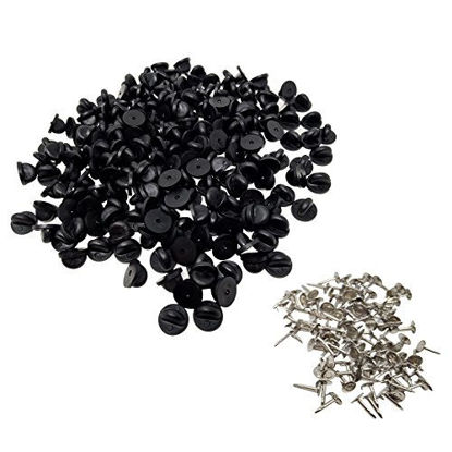 Picture of Hongfa 100 Pack Tie Tacks Blank Pins with 100 Pack PVC Rubber Pin Backs