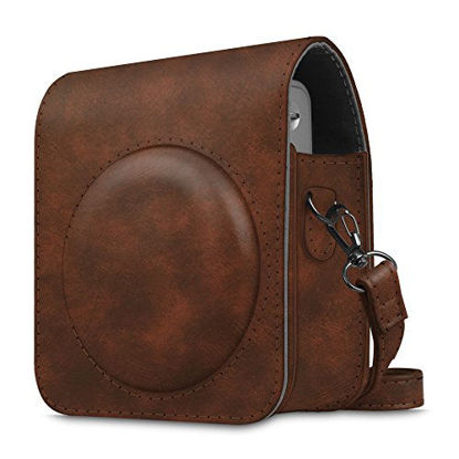 Picture of Fintie Protective Case Compatible with Fujifilm Instax Mini 90 Neo Classic Instant Film Camera - Premium Vegan Leather Bag Cover with Removable Strap, Vintage Brown
