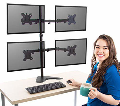 Picture of Stand Steady Freestanding 4 Monitor Mount Desk Stand | Height Adjustable Quad Monitor Stand with Full Articulation VESA Mounts | Fits Most LCD/LED Monitors 13-32 Inches (Four Monitor Free Standing)