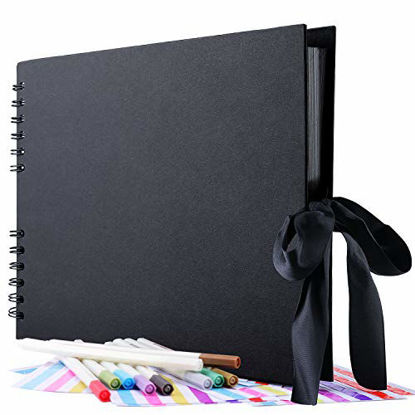 Picture of Gotideal 80 Pages DIY Scrapbook Album Craft Paper Wedding and Anniversary Photo Album Family Scrapbook DIY Accessories and Scrapbooking Supplies(Black)