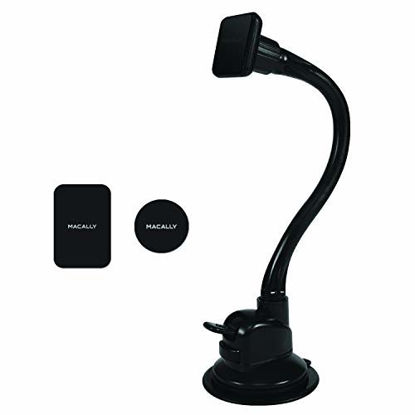 Picture of Macally Magnetic Phone Car Mount, Windshield Phone Holder for Car with 12" Long Arm & Super Strong Magnet for All Smartphones, Cell Phones, iPhones, Samsung Galaxies, etc.