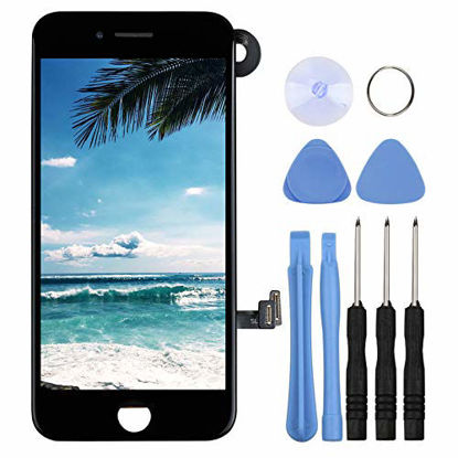Picture of Ayake Black Screen Replacement for iPhone 7 4.7" - Full LCD Digitizer Display Assembly with Front Facing Camera, Earpiece Speaker Pre Assembled and Repair Tool Kits