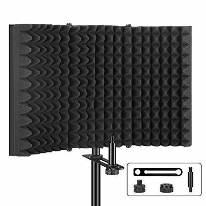 Picture of Aokeo Professional Studio Recording Microphone Isolation Shield, Pop Filter.High density absorbent foam is used to filter vocal. Suitable for Blue Yeti and any condenser microphone recording equipment