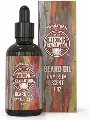 Picture of Beard Oil Conditioner All Natural Bay Rum Scent Organic Argan & Jojoba Oils - Promotes Beard Growth - Softens & Strengthens Beards and Mustaches for Men 1 Pack