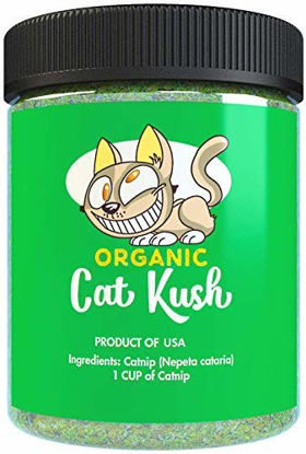 Picture of Organic Catnip by Cat Kush, Safe Premium Blend Perfect for Cats, Instilled with Maximized Potency your Kitty is Guaranteed to Go Crazy for! (1 Cup)
