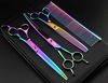 Picture of Purple Dragon 8 inch 3 in 1 Professional Pet Grooming Thinning Scissors - Upward Curved Shears and Dog Hair Cutting Scissor - Perfect for Pet Groomer or Family DIY Use (Rainbow)