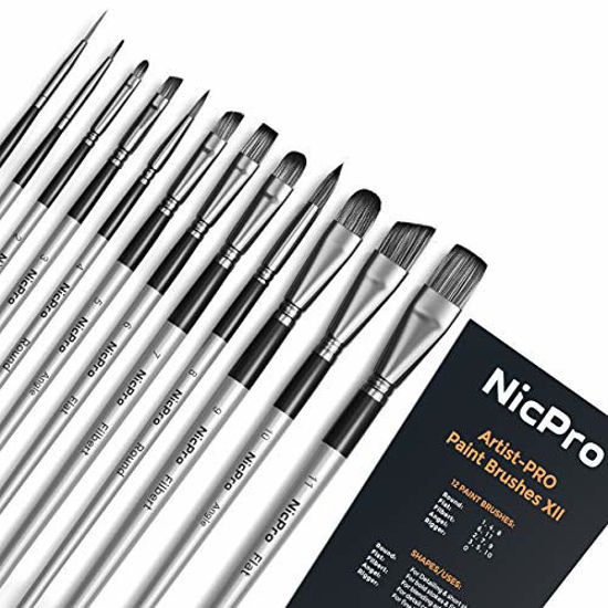 Nicpro 10 PCS Round Paint Brush Set Artist Painting Brushes for Waterc