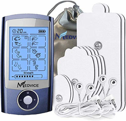 Picture of MEDVICE Rechargeable Tens Unit Muscle Stimulator, 2nd Gen 16 Modes & 8 Upgraded Pads for Natural Pain Relief & Management, FDA Cleared Electric Pulse Impulse Mini Massager Machine