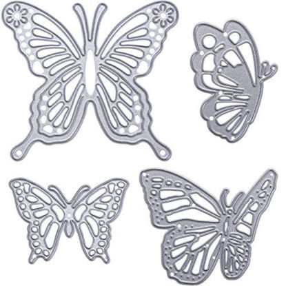 Picture of Gejoy 4 Pieces Butterfly Set Cutting Dies Metal Butterfly Die Embossing Stencils for Thanksgiving Christmas Card Paper DIY Craft Decoration