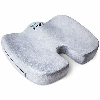 Picture of Aylio Coccyx Orthopedic Comfort Foam Seat Cushion for Lower Back, Tailbone and Sciatica Pain Relief (Gray)