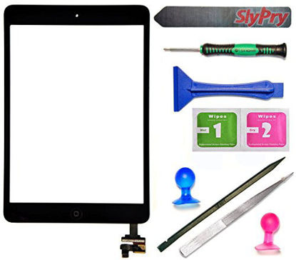 Picture of Prokit for Black iPad Mini Touch Screen Digitizer Complete Assembly with IC Chip & Home Button Replacement with SlyPry Opening Tool kit Ships from CA USA