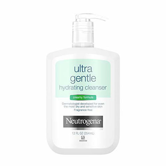 Picture of Neutrogena Ultra Gentle Hydrating Daily Facial Cleanser for Sensitive Skin, Acne, Eczema & Rosacea, Oil-Free, Soap-Free, Hypoallergenic & Non-Comedogenic Creamy Face Wash, 12 fl. oz