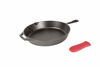 Picture of Lodge Pre-Seasoned Cast Iron Skillet with Assist Handle Holder, 12", Red Silicone