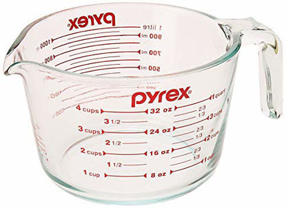 Picture of Pyrex Measuring 4 Cup (32 Oz) Glass, Clear, Red