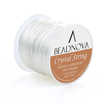 Picture of BEADNOVA 1mm Elastic Stretch Polyester Crystal String Cord for Jewelry Making Bracelet Beading Thread 60m/roll (Clear White)