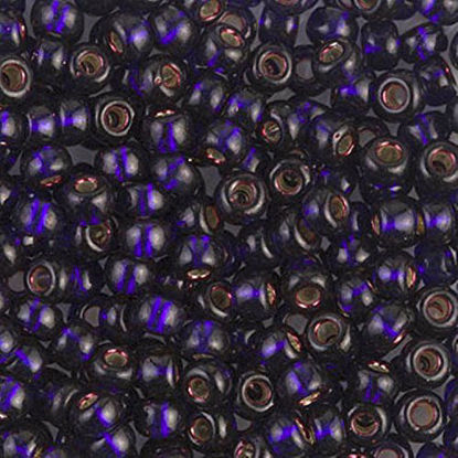 Picture of Miyuki Round Rocaille Seed Beads Size 6/0 20gm Silver Lined (SL) Dark Purple