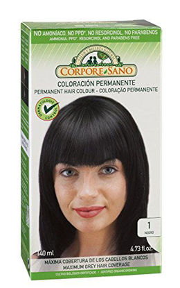 Picture of Corpore Sano Permanent Hair Color Dye(Does Not Contain:PPD, AMMONIA, RESORCINOL, PARABENS.(~ 1 Black)