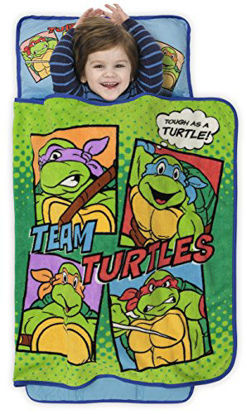 Picture of Teenage Mutant Ninja Turtles Toddler Nap Mat - Includes Pillow and Fleece Blanket - Great for Boys and Girls Napping at Daycare, Preschool, Or Kindergarten - Fits Sleeping Toddlers and Young Children