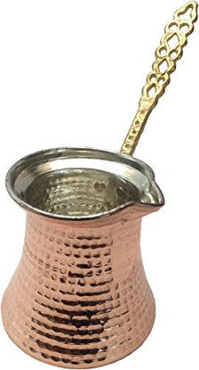 Picture of Premium Brass Copper Turkish Coffee Warmer Pot with Handle, Also for Greek Arabic Tea 2-3 People (11oz / 300 mL)