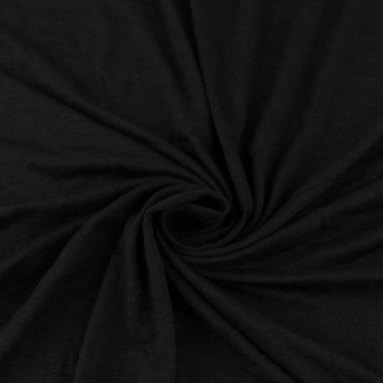 Picture of Black Rayon Jersey Stretch Knit Fabric by The Yard (Medium Weight/ 180 GSM) - 1 Yard