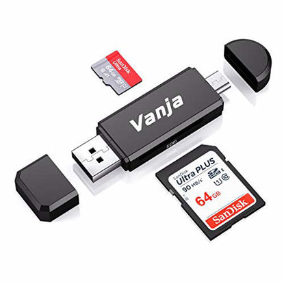 Picture of Vanja Micro USB OTG Adapter and USB 2.0 Portable Memory Card Reader for SDXC, SDHC, SD, MMC, RS-MMC, Micro SDXC, Micro SD, Micro SDHC Card and UHS-I Card