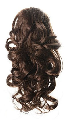 Picture of Onedor 12" Synthetic Fiber Natural Textured Curly Ponytail Clip In/On Hair Extension Hairpiece (10# - Medium Golden Brown)